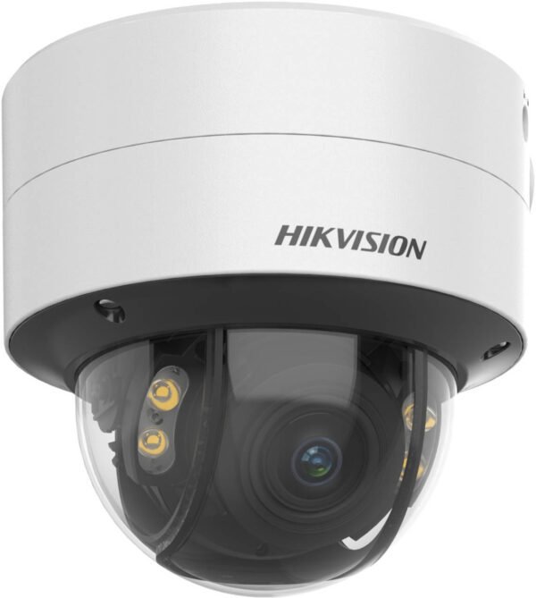 Hikvision 4 MP ColorVu Motorized Varifocal Dome Network Camera, 2.8 to 12mm Motorized Lens, 24/7 Colorful Imaging, H.265+ Comp, Human & Vehicle Targets Focus, IP67, White | DS-2CD2747G2T-LZS-2.8-12mm