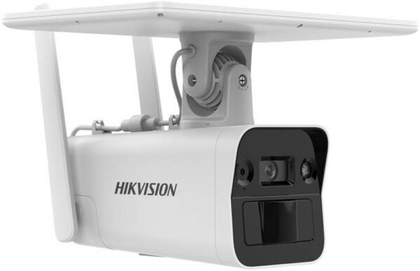 Hikvision 4MP Solar-powered Security Camera Setup, 4mm Fixed Focal Lens, Up to 30m IR Light, Support 4G LTE Network, RJ45 ETH, Built-in Memory /Micro Sim Card Slot, IP67, White | DS-2XS2T41G1-ID/4G